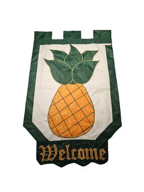 Pineapple Applique Welcome Outdoor Garden Flag 38x42" Evergreen Enterprises 2002